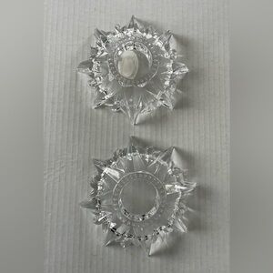 Lead Crystal Set Candle Holders Star Snowflake Made In USA